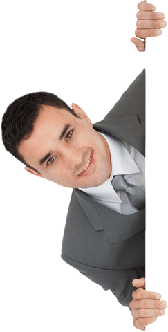 Smiling Businessman Holding Transparent Blank Sign - Download Free Stock Videos Pikwizard.com