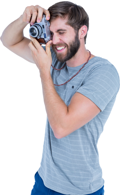 Smiling Young Man Photographing Blair With Transparent Background - Download Free Stock Videos Pikwizard.com