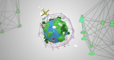 Abstract Globe with Network and Transportation Elements - Download Free Stock Images Pikwizard.com