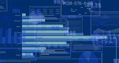 Digital Data Analysis Animated Infographic on Blue Background