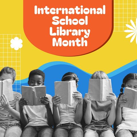 Diverse Children Celebrating International School Library Month with Books