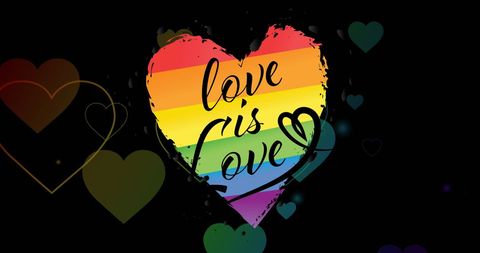 Love is love quote with rainbow heart for lgbtq pride