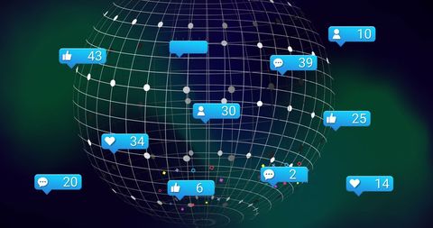 social media engagement over digital globe visualization - Download Free Stock Images Pikwizard.com