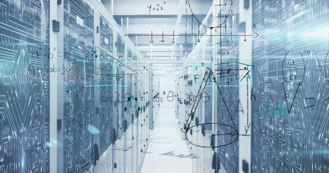 Digital Equations Intersecting Computer Server Center Network - Download Free Stock Images Pikwizard.com