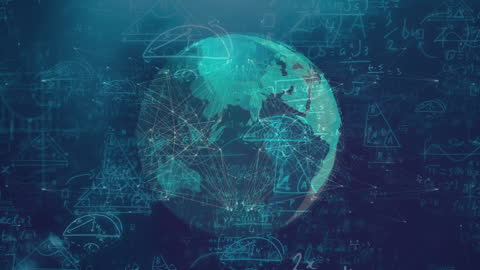 Mathematical Equations Over Globe Representing Global Connectivity