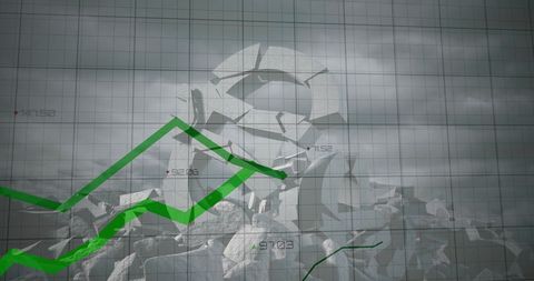 Broken Euro Symbol with Financial Graph Overlaying Cloudy Sky - Download Free Stock Images Pikwizard.com