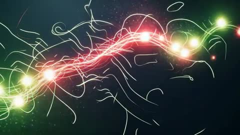 Futuristic Luminous Filament Weaving Vibrant Strands Across Dark Background