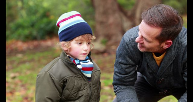 Father Bonding with Son Outdoors in Autumn Park - Download Free Stock Images Pikwizard.com