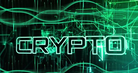 Neon Crypto Text with Digital Data Pattern on Black Background - Download Free Stock Images Pikwizard.com