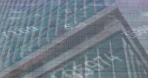 Financial data overlay virtual cityscape