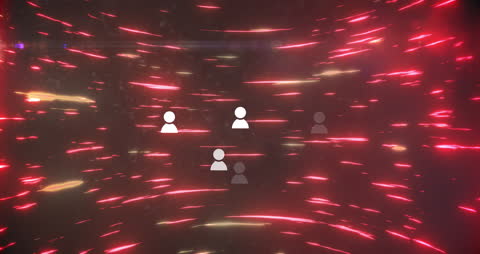 Social Media Icons Over Dynamic Red Digital Background