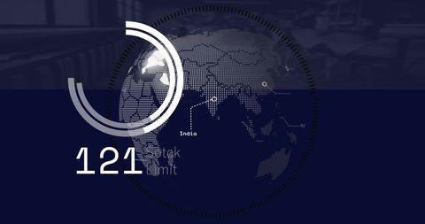 Futuristic data visualization with digital globe interface