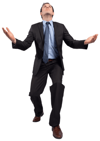 Businessman Reaching Up with Transparent Background
