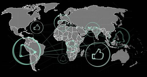 Social Media Icons with Data Connections on World Map - Download Free Stock Images Pikwizard.com