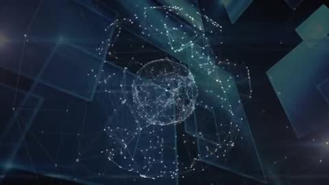 Abstract Digital Network with Futuristic Geometric Shapes