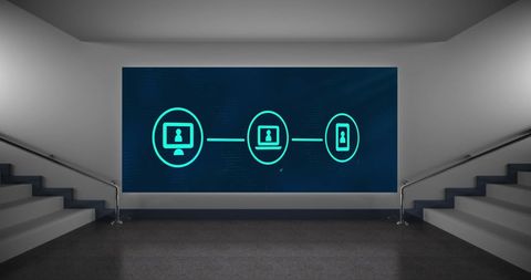 Digital Network Interface Presentation in Modern Office Space