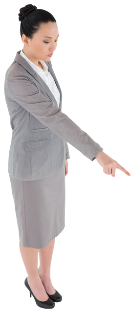 Transparent Asian Businesswoman Pointing Finger in Formal Suit - Download Free Stock Videos Pikwizard.com