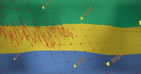 Financial data integration concept with gabon flag