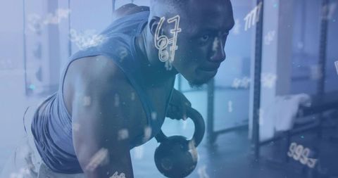 Athlete Engaged in Innovative Kettlebell Workout