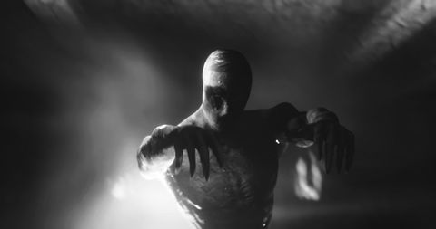 Eerie Zombie Mummy in Dark Crypt Setting