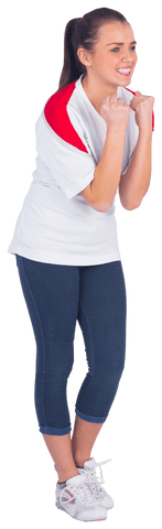 Transparent Cheering Football Fan in Sporty Outfit Excitedly Celebrating