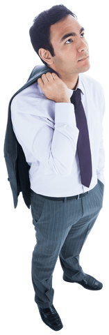Focused Asian Businessman Transparent Background Standing Isolated