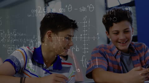 Schoolchildren Collaborating with Augmented Reality Math Equations