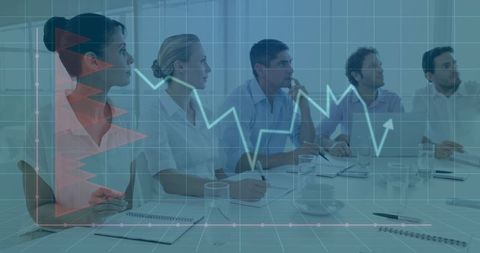 Professionals Analyzing Data Chart in Conference Room Discussion