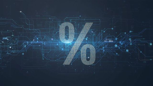 Futuristic Digital Percentage Concept with Circuit Lines