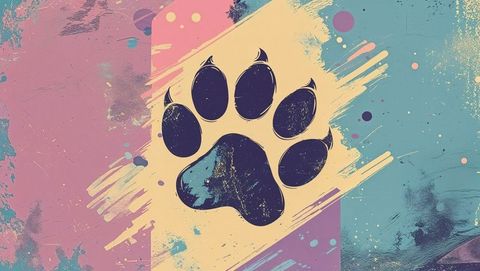 Grunge Paw Print Art with Abstract Pastel Background