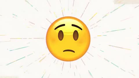 Concerned Emoji with Radiant Streaks on Abstract Canvas