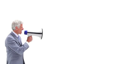 Business Leader Using Megaphone for Communication