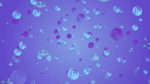 Falling Emojis on Blue Background with Cryptocurrency Symbols