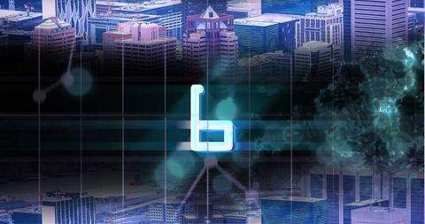 Glowing Digital Six Over Futuristic Cityscape - Download Free Stock Images Pikwizard.com