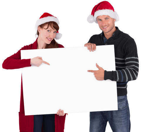 couple in santa hats holding transparent white board - Download Free Stock Videos Pikwizard.com