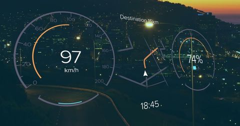 Digital Speedometer and Navigation Interface Displaying Futuristic Data - Download Free Stock Images Pikwizard.com