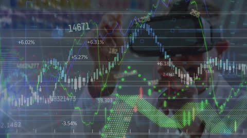 Doctor Using VR Headset with Futuristic Financial Data Overlay