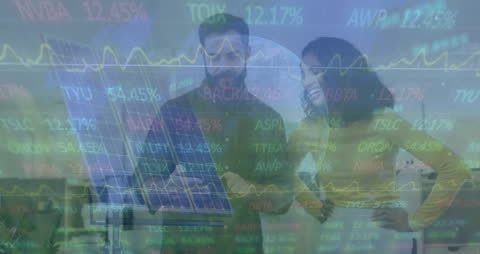 Innovative Business Team Analyzing Renewable Energy Data