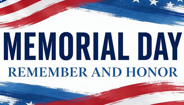 Memorial day remember and honor banner with american flag brushstrokes and stars poster