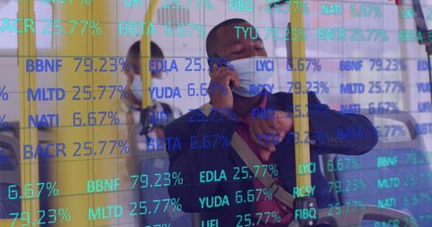 Businessman on smartphone reflecting global stock market data insights