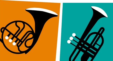 French Horn and Trumpet with Transparent Background Vector Art