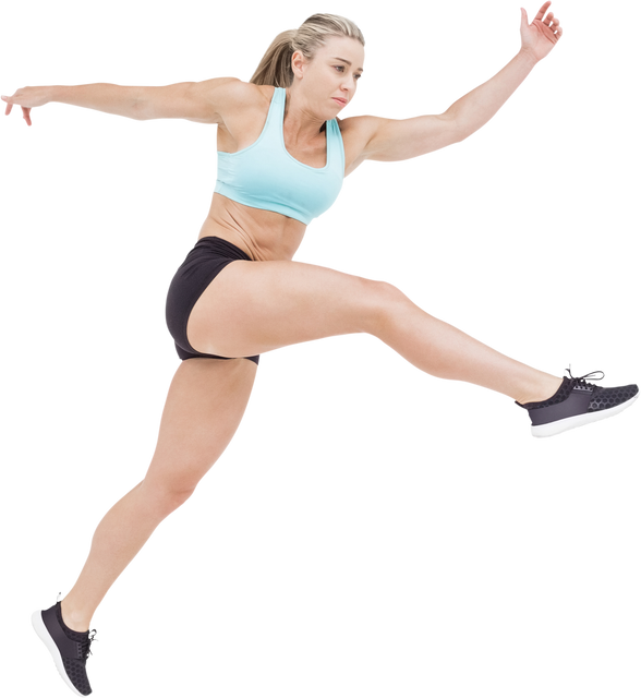 Dynamic Jumping Female Athlete Isolated Transparent Background - Download Free Stock Videos Pikwizard.com