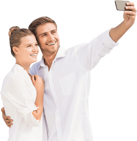 caucasian couple taking selfie on transparent background - Download Free Stock Videos Pikwizard.com