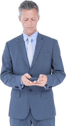Mature Businessman Texting on Transparent Background - Download Free Stock Videos Pikwizard.com