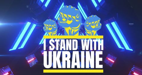 I Stand with Ukraine Blue Neon Tunnel