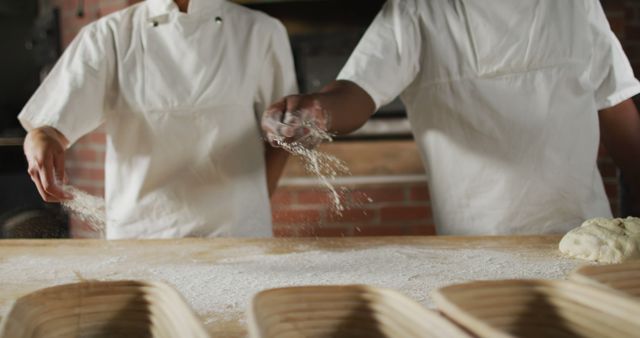 Bakers in White Uniforms Preparing Bread Dough - Download Free Stock Images Pikwizard.com