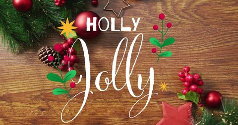 Festive Christmas Holly Jolly Background with Decorations - Download Free Stock Images Pikwizard.com