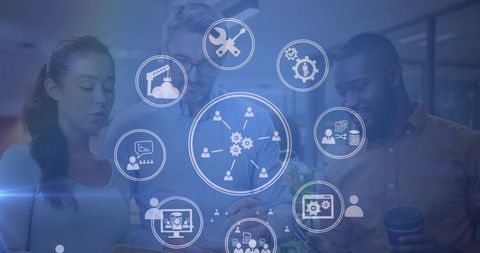 Diverse Team with Digital Network Interface Concepts - Download Free Stock Images Pikwizard.com