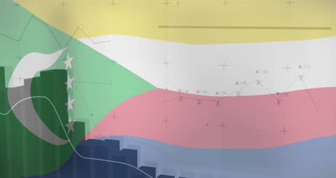 Financial Growth with Comoros Flag and Data Visualization