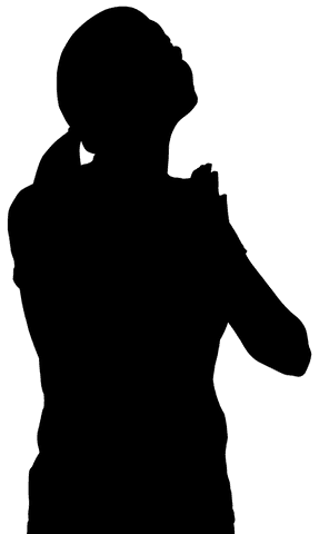 silhouette of woman with folded hands looking up - Download Free Stock Videos Pikwizard.com